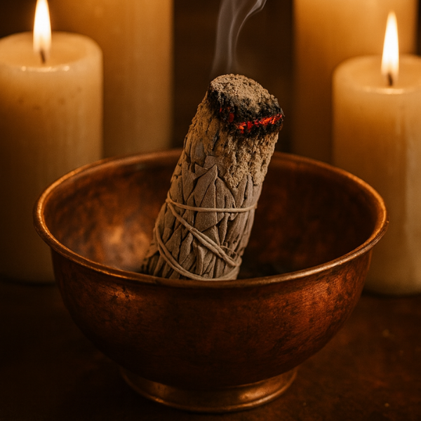 Atado Herbal de Copal y Salvia Blanca 10 cm · Conexión espiritual