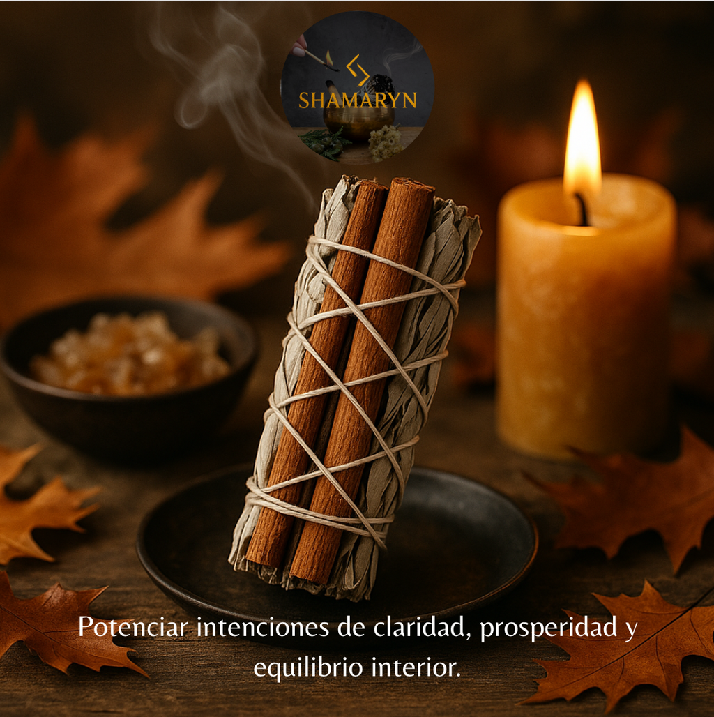 Atado Salvia Blanca y Canela 10 cm · Purificación y Calma.