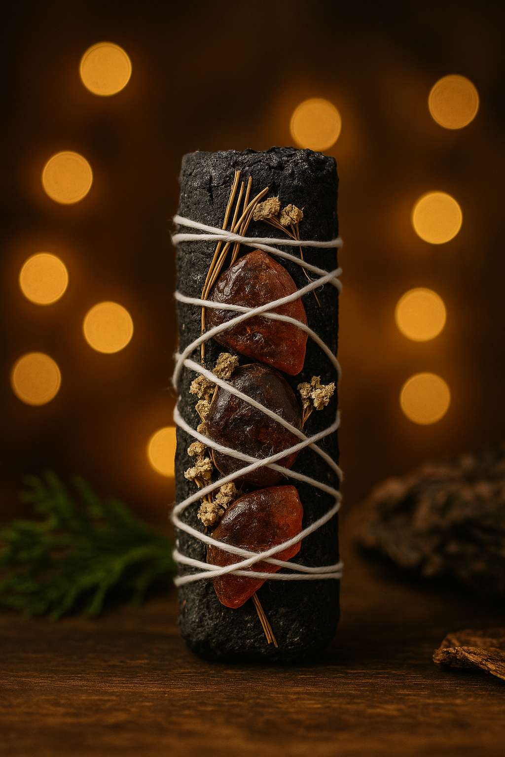 Atado Salvia Blanca con Copal Negro y Ámbar · 10 cm | Limpieza Energética y Ritual de Cierre de Ciclo